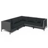 vidaXL 5 pcs conj. lounge jardim c/ almofad&otilde;es vime PE cinzento-escuro