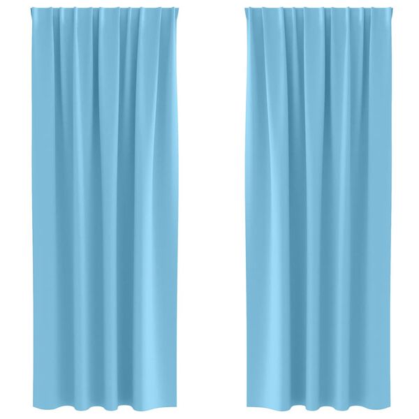 vidaXL Cortinas Blackout com Argolas 2 pcs Azul Claro 260 x 140 cm
