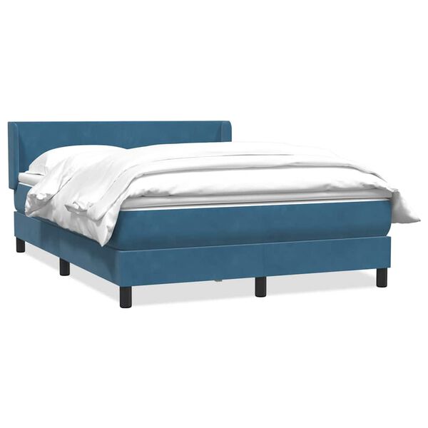 vidaXL Cama box spring com colch&atilde;o 160x210 cm veludo azul escuro