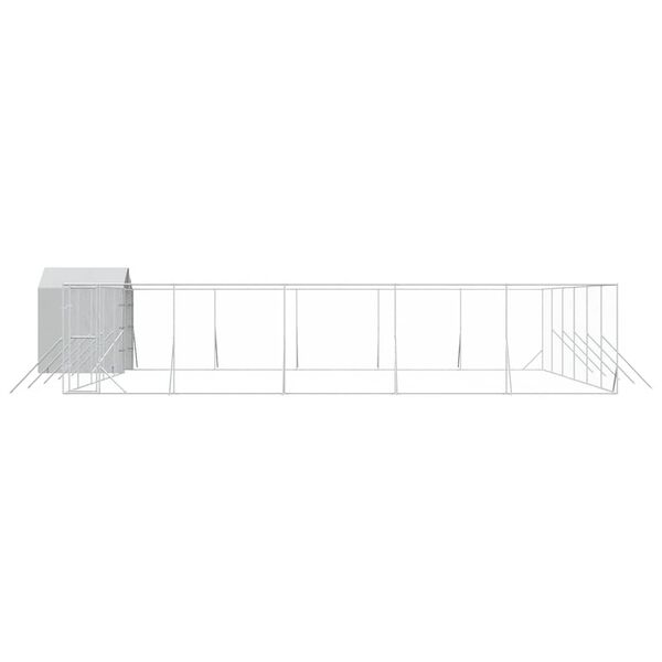 vidaXL Canil de exterior com teto 12x12x2,5 m a&ccedil;o galvanizado prateado
