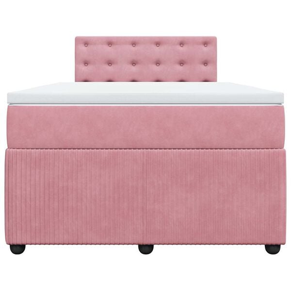 vidaXL Cama boxspring com colch&atilde;o 120x190 cm veludo rosa