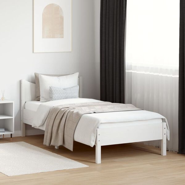 vidaXL Cama sem colch&atilde;o 75x190 cm madeira de pinho maci&ccedil;a branco