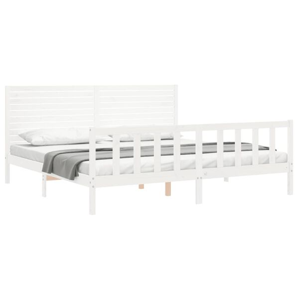 vidaXL Cama sem colch&atilde;o 200x200 cm madeira de pinho maci&ccedil;a branco