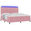 vidaXL Cama Box Spring LED com colch&atilde;o Rosa 200 x 200 cm Veludo