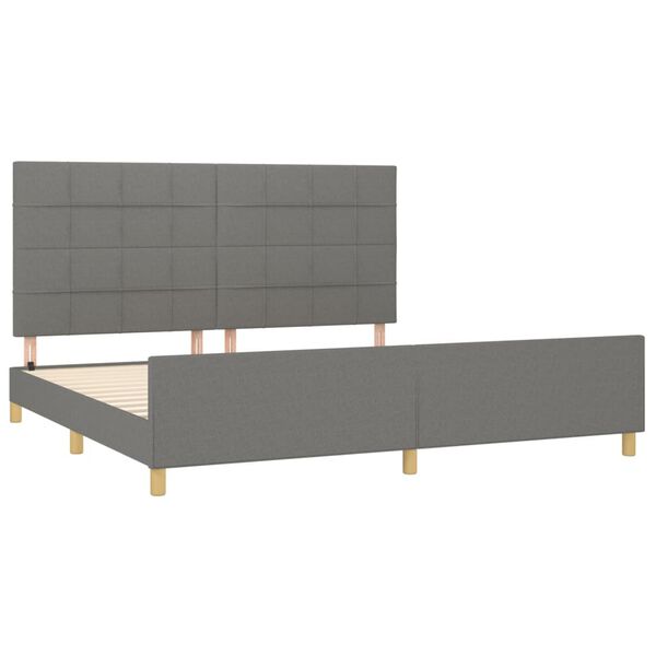 vidaXL Estrutura de cama sem colch&atilde;o 200x200 cm tecido cinzento-escuro