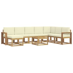 vidaXL Conjunto de Sof&aacute;s para Exterior 9 unid. Branco e Creme
