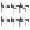 vidaXL 7 pcs conjunto de jantar p/ jardim c/ almofad&otilde;es vime PE e a&ccedil;o