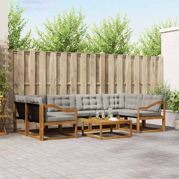 vidaXL Conjunto de Sof&aacute;s para Exterior 7 pcs Cinza Natural e Claro