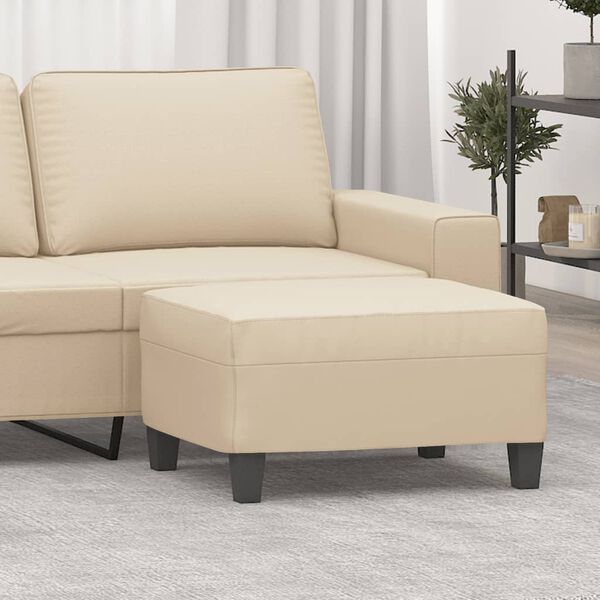 vidaXL Apoio de p&eacute;s 70x55x41 cm tecido de microfibra cor creme