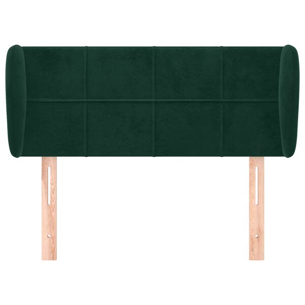 vidaXL Cabeceira de cama c/ abas veludo 83x23x78/88cm verde-escuro