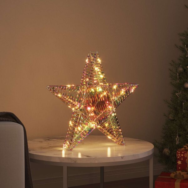 vidaXL Estrela 3D com 50 LEDs Branco quente 55 x 52.5 x 9 cm PET