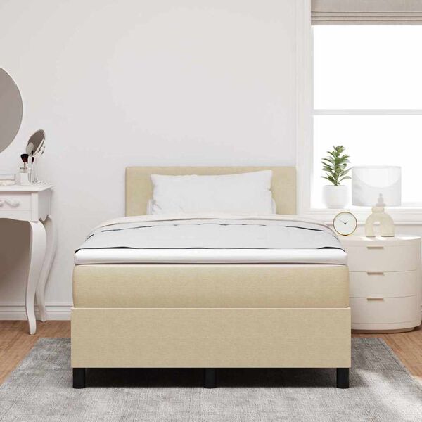 vidaXL Cama Box com cabeceira Cinza Claro e Branco 120 x 190 cm