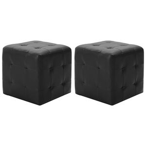 vidaXL Pufe 2 pcs 30x30x30 cm couro artificial preto