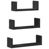 vidaXL Prateleira de parede 3 pcs derivados de madeira preto