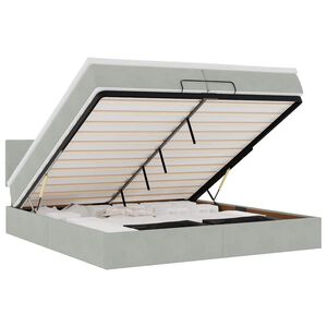 vidaXL Estrutura de cama otomana com colch&atilde;o 200x200 cm cinzento claro