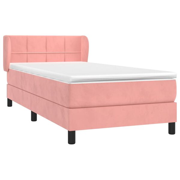 vidaXL Cama com molas/colch&atilde;o 80x200 cm veludo rosa