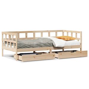 vidaXL Sof&aacute;-cama com gavetas 90x190 cm madeira de pinho maci&ccedil;a