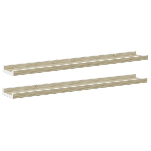vidaXL Prateleiras de parede 2 pcs 80x9x3 cm branco e carvalho sonoma