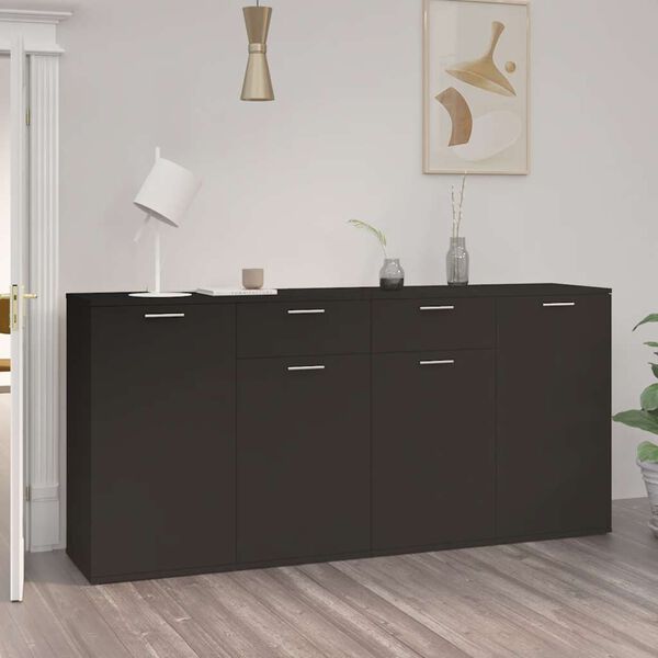 vidaXL Aparador 160x36x75 cm contraplacado preto