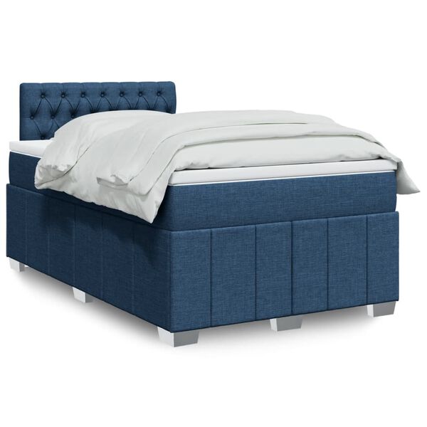 vidaXL Cama boxspring com colch&atilde;o 120x190 cm tecido azul