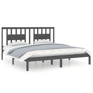 vidaXL Estrutura de cama 200x200 cm pinho maci&ccedil;o cinzento
