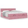 vidaXL Estrutura de cama otomana com colch&otilde;es 160x200 cm veludo rosa