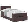 vidaXL Cama otomana com colchão 90x200 cm tecido castanho escuro