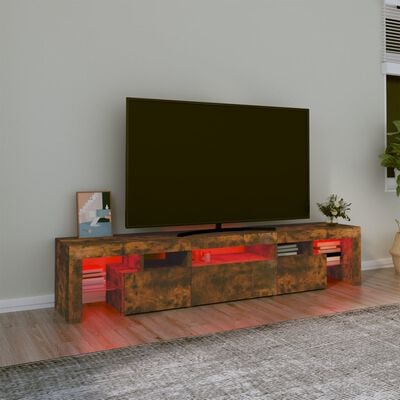 vidaXL Móvel de TV com luzes LED 200x36,5x40 cm carvalho fumado