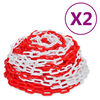 vidaXL Corrente de sinaliza&ccedil;&atilde;o 2 pcs pl&aacute;stico 30 m vermelho e branco