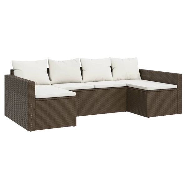 vidaXL 2 pcs conjunto lounge de jardim c/ almofad&otilde;es vime PE castanho