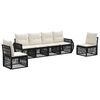 vidaXL Conjunto de Sof&aacute; de Jardim 6 unid. Preto e Branco Creme vime PE