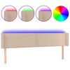 vidaXL Cabeceira cama LED couro artificial 163x16x78/88 cm cappuccino