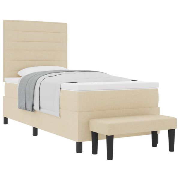 vidaXL Cama Box com almofada com cabeceira Creme 100 x 200 cm tecido