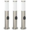 vidaXL Lumin&aacute;rias de balizador com tomada, 3 pe&ccedil;as, 50 cm, a&ccedil;o inoxid&aacute;vel, IP44