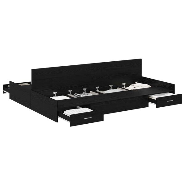 vidaXL Estrado de cama com arruma&ccedil;&atilde;o Carvalho Preto 140 x 190 cm