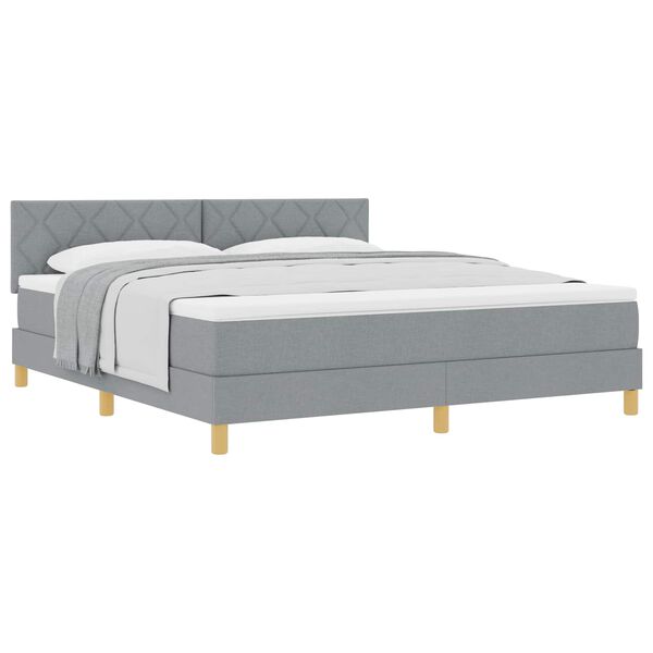 vidaXL Cama Box com colch&atilde;o Cinzento-claro 180 x 200 cm tecido