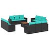 vidaXL 13 pcs conjunto de sof&aacute;s de jardim com almofad&otilde;es vime PE preto