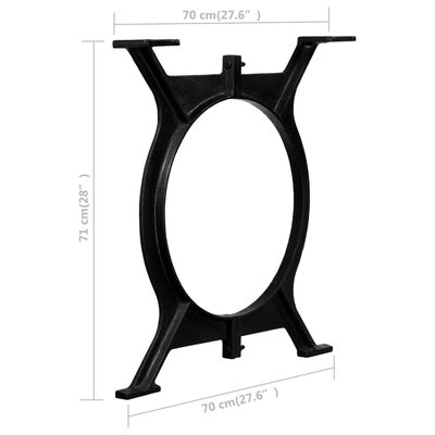 vidaXL Pernas p/ mesa de jantar 2 pcs estrutura em O ferro fundido
