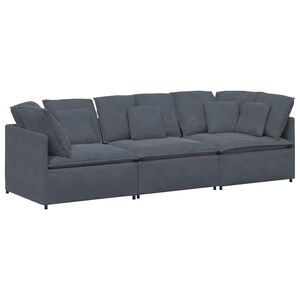 vidaXL Sof&aacute; modular com almofadas veludo cinzento-escuro