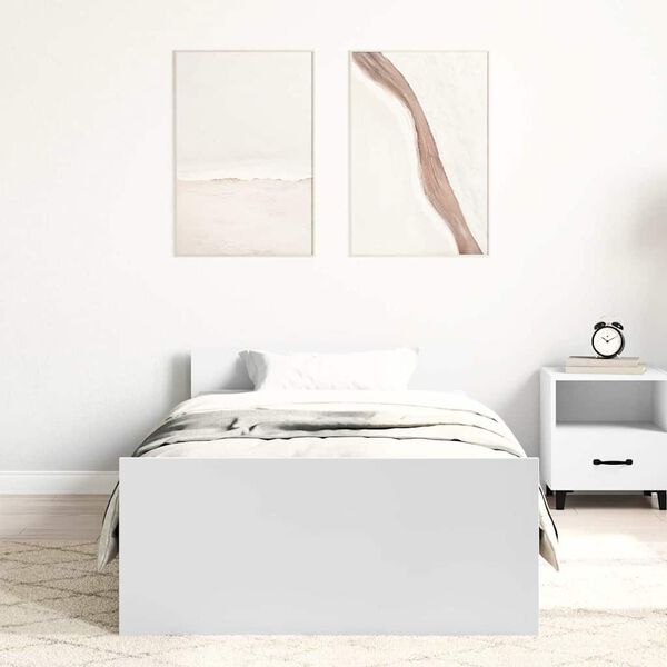 vidaXL Estrutura de cama 100x200 cm derivados de madeira branco