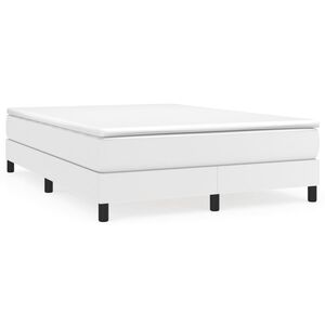 vidaXL Cama com molas/colch&atilde;o 140x190 cm couro artificial branco