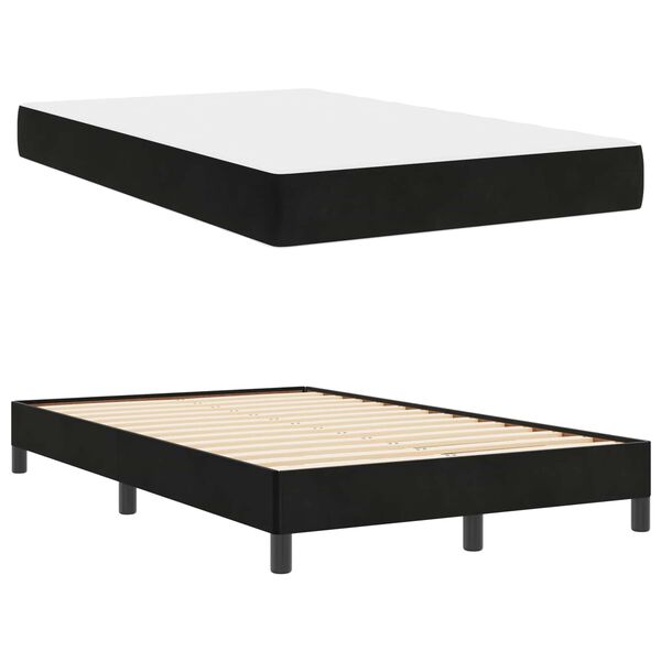 vidaXL Cama Box com colch&atilde;o Preto 120 x 190 cm tecido
