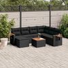 vidaXL 8 pcs conjunto sof&aacute;s de jardim com almofad&otilde;es vime PE preto
