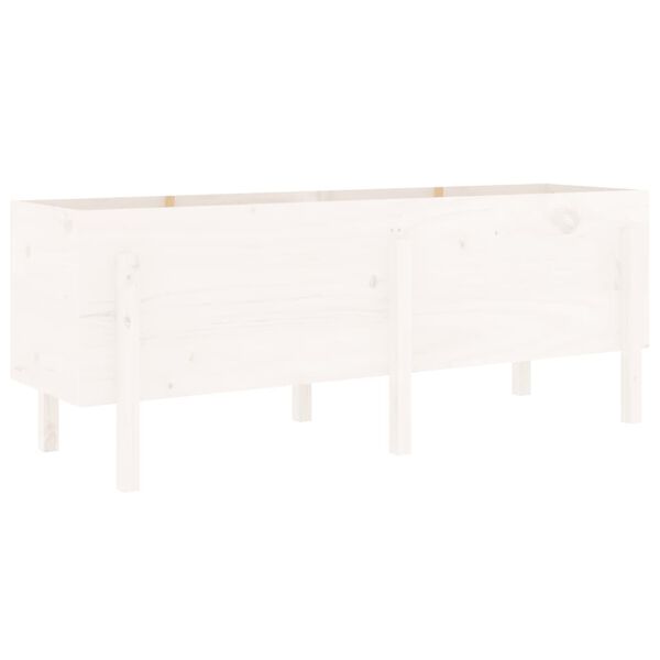 vidaXL Canteiro elevado de jardim 160x50x57 cm pinho maciço branco