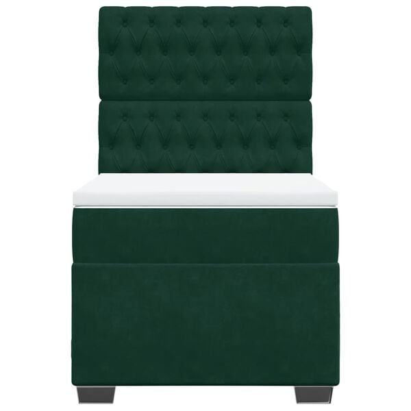 vidaXL Cama com molas/colch&atilde;o 80x200 cm veludo verde-escuro