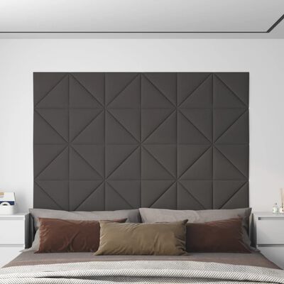 vidaXL Painel de parede 12 pcs 30x30 cm tecido 0,54 m² cinza-escuro