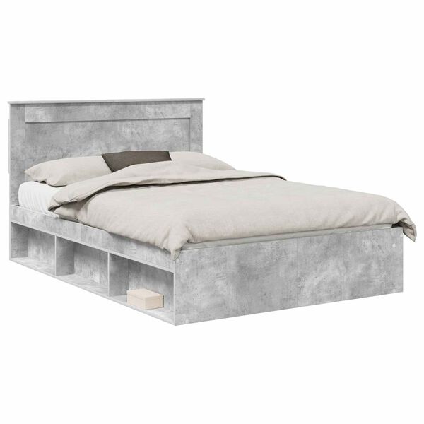 vidaXL Estrutura da Cama com cabeceira Concreto 140 x 190 cm