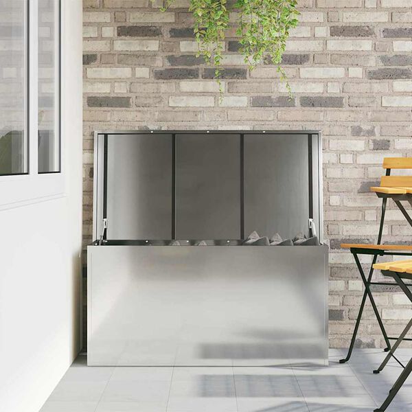 vidaXL Caixa de Armazenamento Externa Prateado 100 x 50,5 x 50 cm A&ccedil;o