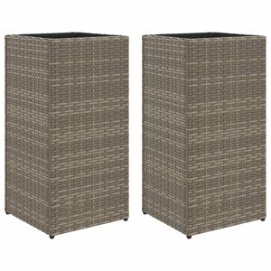 vidaXL Vaso/floreira de jardim 2 pcs 30x30x60 cm vime PE cinzento