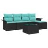 vidaXL Conjunto de Sof&aacute; de Jardim com almofada 6 pcs Preto vime PE